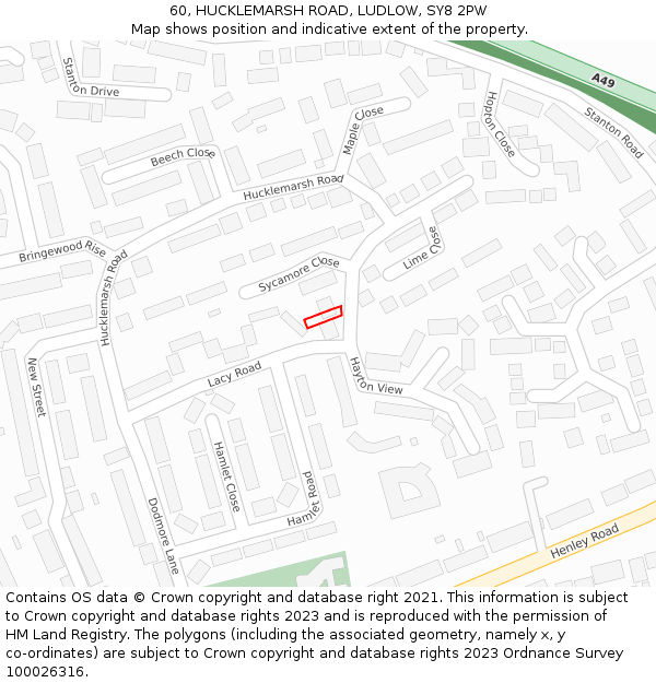 60, HUCKLEMARSH ROAD, LUDLOW, SY8 2PW: Location map and indicative extent of plot