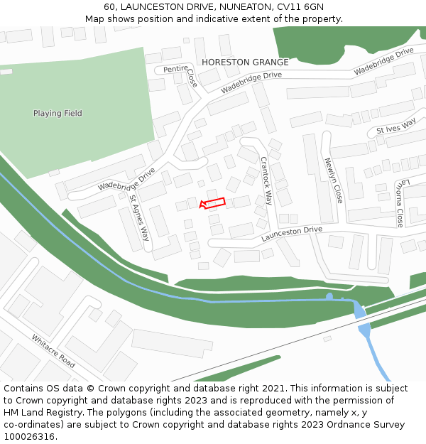 60, LAUNCESTON DRIVE, NUNEATON, CV11 6GN: Location map and indicative extent of plot