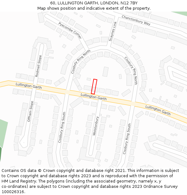 60, LULLINGTON GARTH, LONDON, N12 7BY: Location map and indicative extent of plot