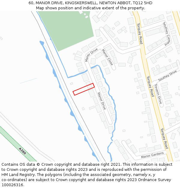 60, MANOR DRIVE, KINGSKERSWELL, NEWTON ABBOT, TQ12 5HD: Location map and indicative extent of plot