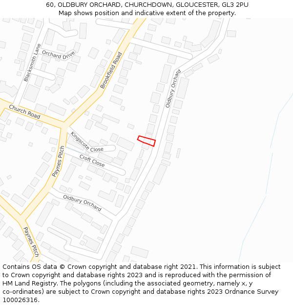 60, OLDBURY ORCHARD, CHURCHDOWN, GLOUCESTER, GL3 2PU: Location map and indicative extent of plot