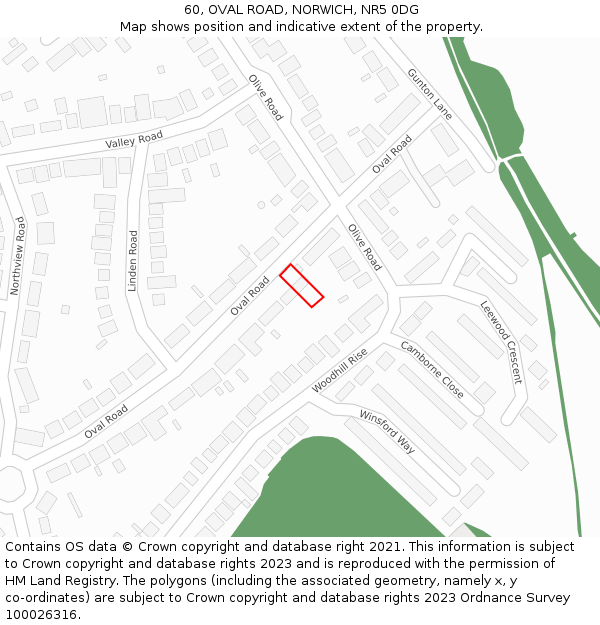 60, OVAL ROAD, NORWICH, NR5 0DG: Location map and indicative extent of plot