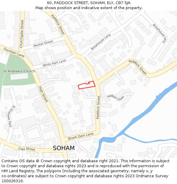 60, PADDOCK STREET, SOHAM, ELY, CB7 5JA: Location map and indicative extent of plot