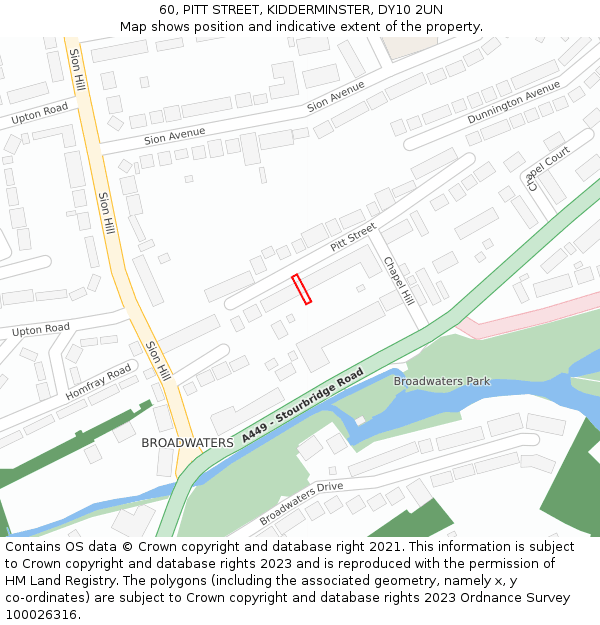 60, PITT STREET, KIDDERMINSTER, DY10 2UN: Location map and indicative extent of plot