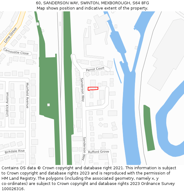 60, SANDERSON WAY, SWINTON, MEXBOROUGH, S64 8FG: Location map and indicative extent of plot