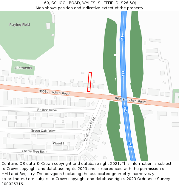 60, SCHOOL ROAD, WALES, SHEFFIELD, S26 5QJ: Location map and indicative extent of plot