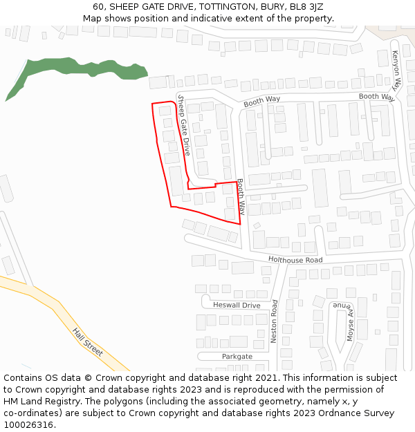 60, SHEEP GATE DRIVE, TOTTINGTON, BURY, BL8 3JZ: Location map and indicative extent of plot