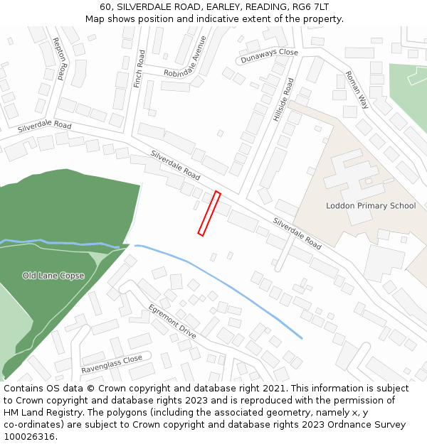 60, SILVERDALE ROAD, EARLEY, READING, RG6 7LT: Location map and indicative extent of plot