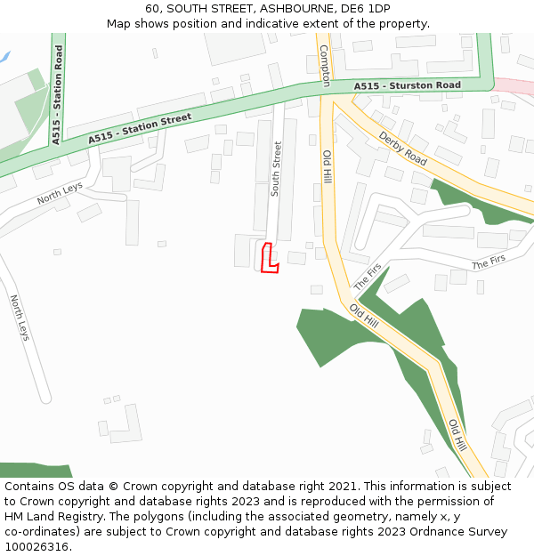 60, SOUTH STREET, ASHBOURNE, DE6 1DP: Location map and indicative extent of plot