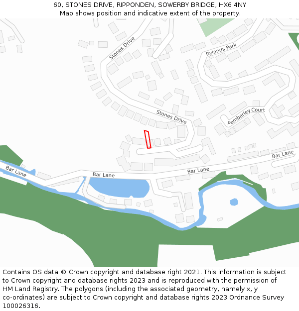 60, STONES DRIVE, RIPPONDEN, SOWERBY BRIDGE, HX6 4NY: Location map and indicative extent of plot