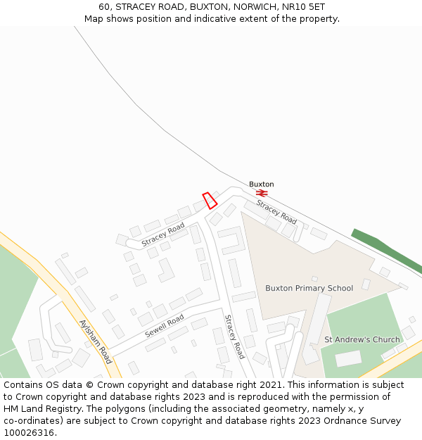 60, STRACEY ROAD, BUXTON, NORWICH, NR10 5ET: Location map and indicative extent of plot