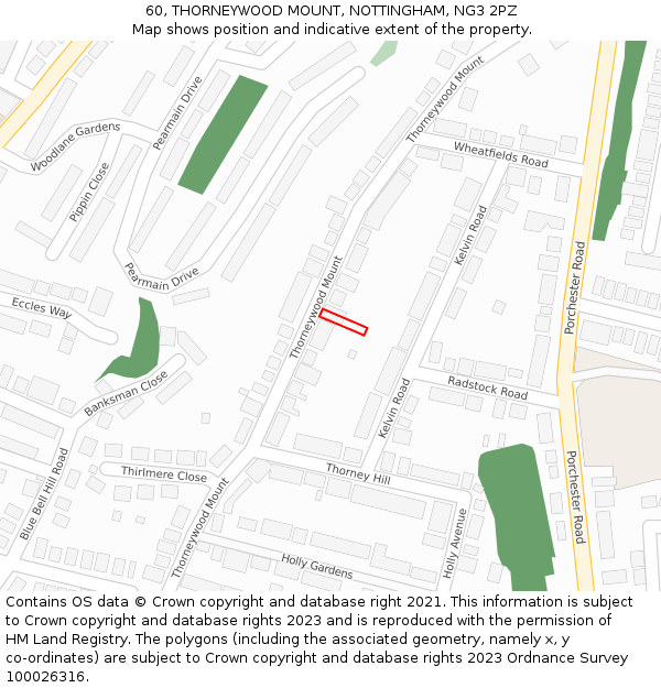 60, THORNEYWOOD MOUNT, NOTTINGHAM, NG3 2PZ: Location map and indicative extent of plot