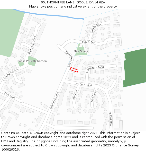 60, THORNTREE LANE, GOOLE, DN14 6LW: Location map and indicative extent of plot