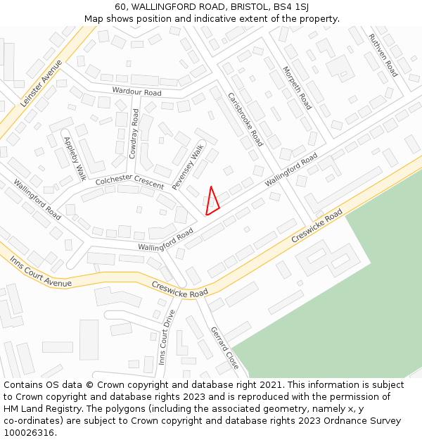 60, WALLINGFORD ROAD, BRISTOL, BS4 1SJ: Location map and indicative extent of plot