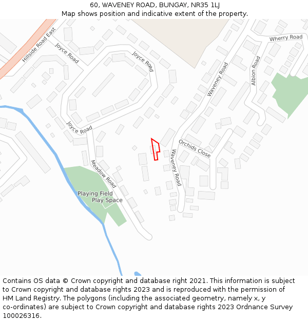 60, WAVENEY ROAD, BUNGAY, NR35 1LJ: Location map and indicative extent of plot