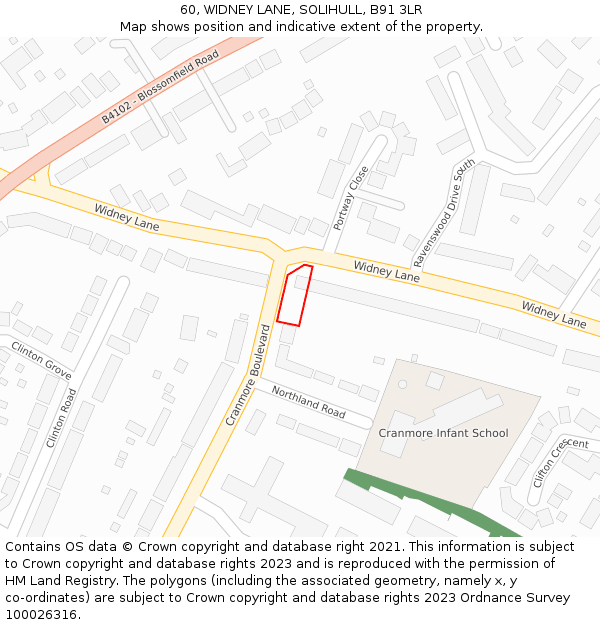 60, WIDNEY LANE, SOLIHULL, B91 3LR: Location map and indicative extent of plot