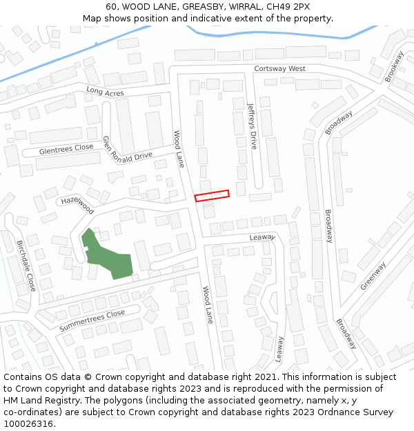 60, WOOD LANE, GREASBY, WIRRAL, CH49 2PX: Location map and indicative extent of plot
