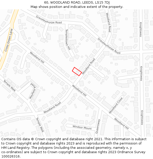 60, WOODLAND ROAD, LEEDS, LS15 7DJ: Location map and indicative extent of plot