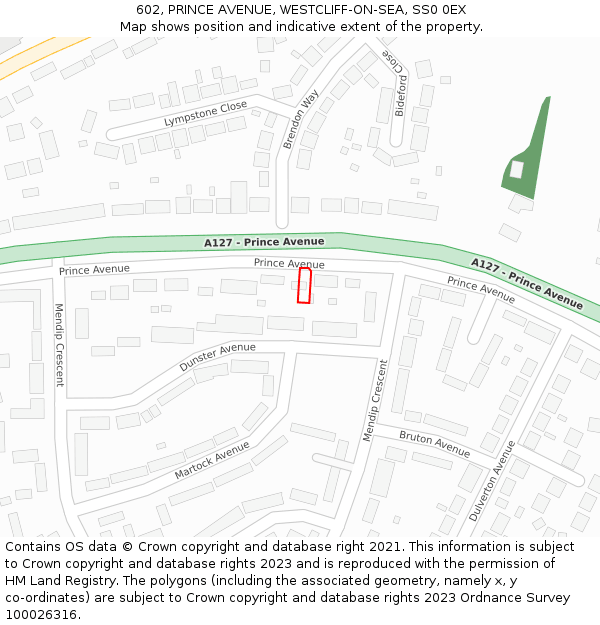 602, PRINCE AVENUE, WESTCLIFF-ON-SEA, SS0 0EX: Location map and indicative extent of plot
