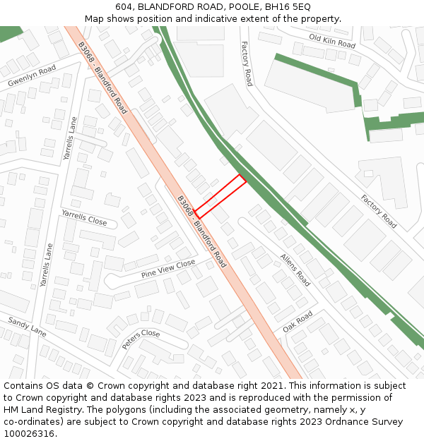 604, BLANDFORD ROAD, POOLE, BH16 5EQ: Location map and indicative extent of plot