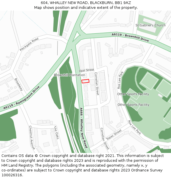 604, WHALLEY NEW ROAD, BLACKBURN, BB1 9AZ: Location map and indicative extent of plot