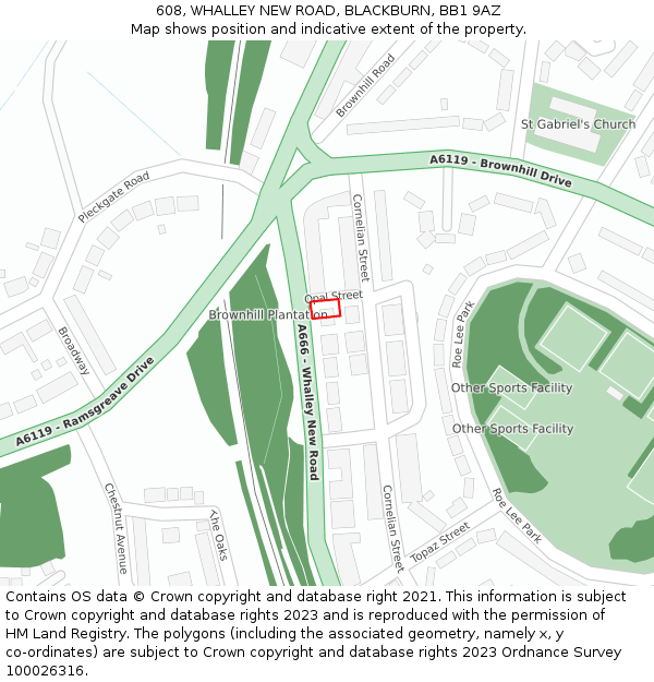 608, WHALLEY NEW ROAD, BLACKBURN, BB1 9AZ: Location map and indicative extent of plot