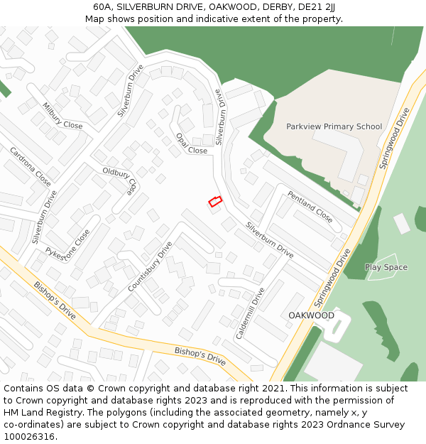 60A, SILVERBURN DRIVE, OAKWOOD, DERBY, DE21 2JJ: Location map and indicative extent of plot