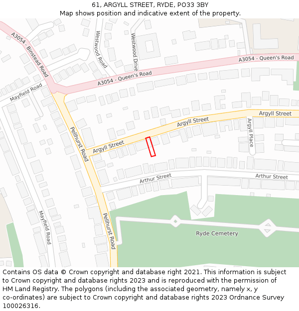 61, ARGYLL STREET, RYDE, PO33 3BY: Location map and indicative extent of plot