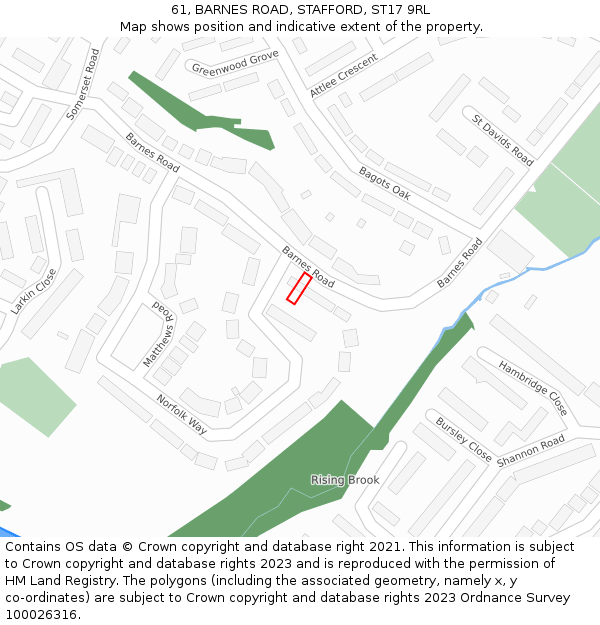61, BARNES ROAD, STAFFORD, ST17 9RL: Location map and indicative extent of plot
