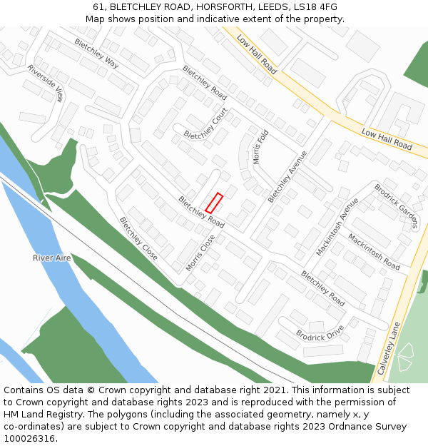 61, BLETCHLEY ROAD, HORSFORTH, LEEDS, LS18 4FG: Location map and indicative extent of plot