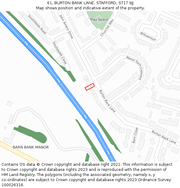 61, BURTON BANK LANE, STAFFORD, ST17 9JJ: Location map and indicative extent of plot