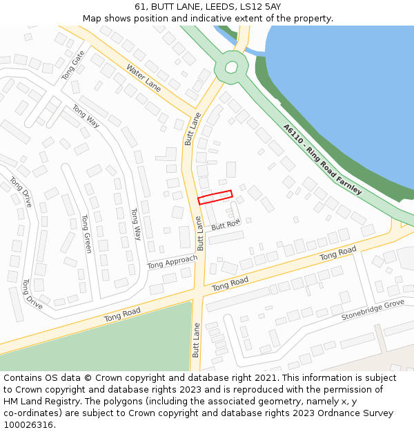 61, BUTT LANE, LEEDS, LS12 5AY: Location map and indicative extent of plot