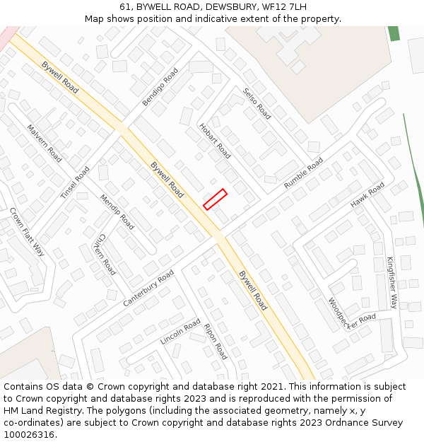 61, BYWELL ROAD, DEWSBURY, WF12 7LH: Location map and indicative extent of plot