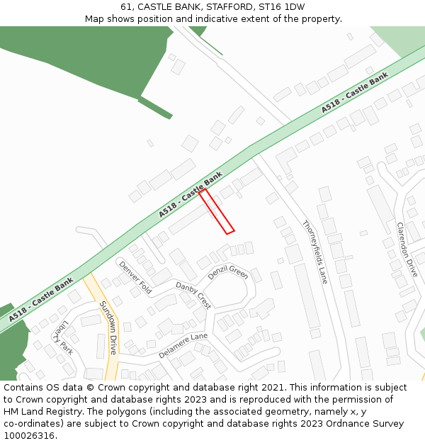 61, CASTLE BANK, STAFFORD, ST16 1DW: Location map and indicative extent of plot