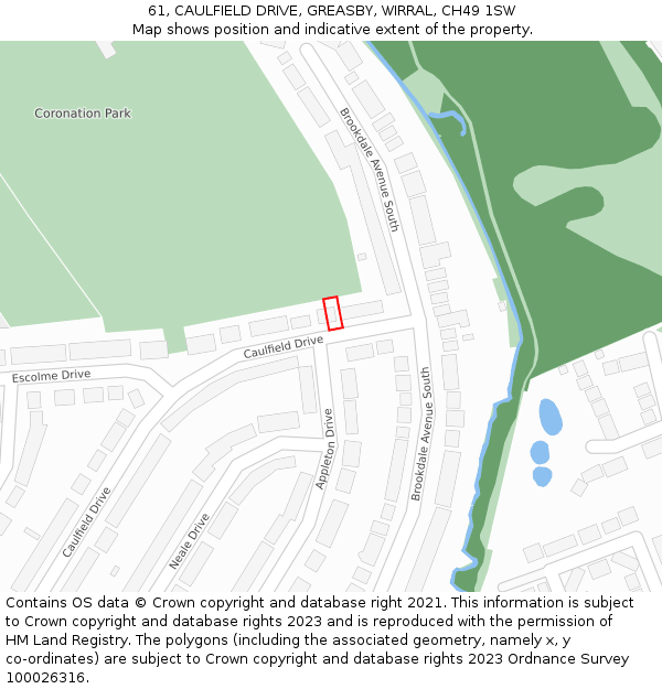 61, CAULFIELD DRIVE, GREASBY, WIRRAL, CH49 1SW: Location map and indicative extent of plot