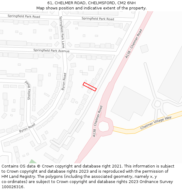 61, CHELMER ROAD, CHELMSFORD, CM2 6NH: Location map and indicative extent of plot