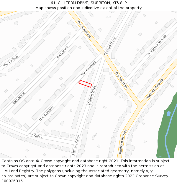 61, CHILTERN DRIVE, SURBITON, KT5 8LP: Location map and indicative extent of plot