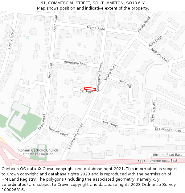 61, COMMERCIAL STREET, SOUTHAMPTON, SO18 6LY: Location map and indicative extent of plot