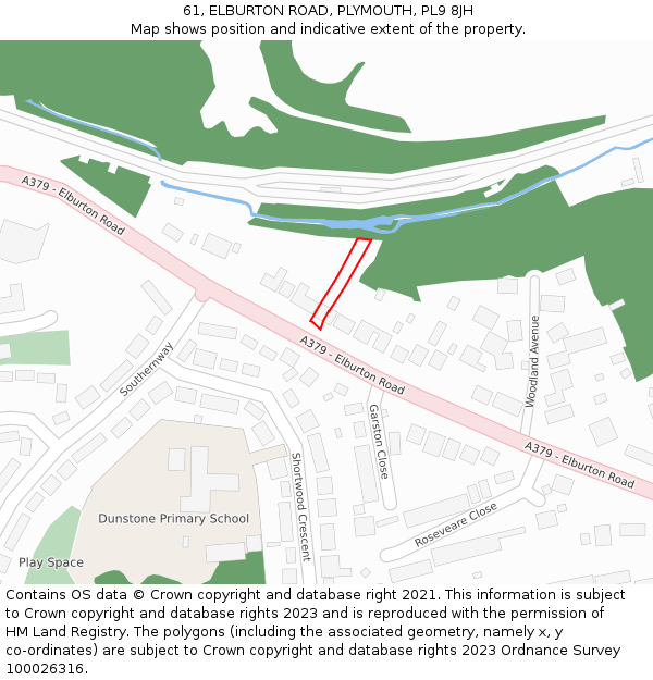 61, ELBURTON ROAD, PLYMOUTH, PL9 8JH: Location map and indicative extent of plot