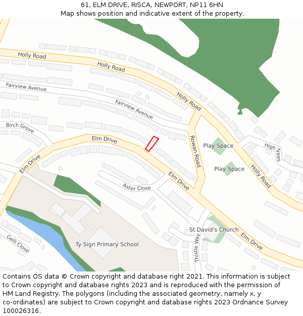 61, ELM DRIVE, RISCA, NEWPORT, NP11 6HN: Location map and indicative extent of plot