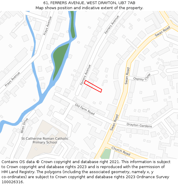 61, FERRERS AVENUE, WEST DRAYTON, UB7 7AB: Location map and indicative extent of plot