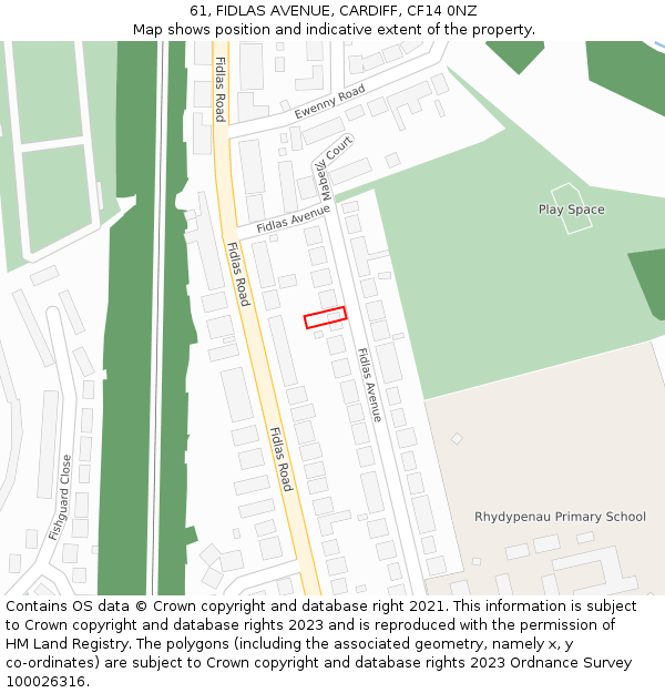 61, FIDLAS AVENUE, CARDIFF, CF14 0NZ: Location map and indicative extent of plot