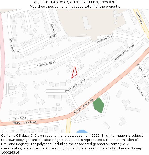 61, FIELDHEAD ROAD, GUISELEY, LEEDS, LS20 8DU: Location map and indicative extent of plot