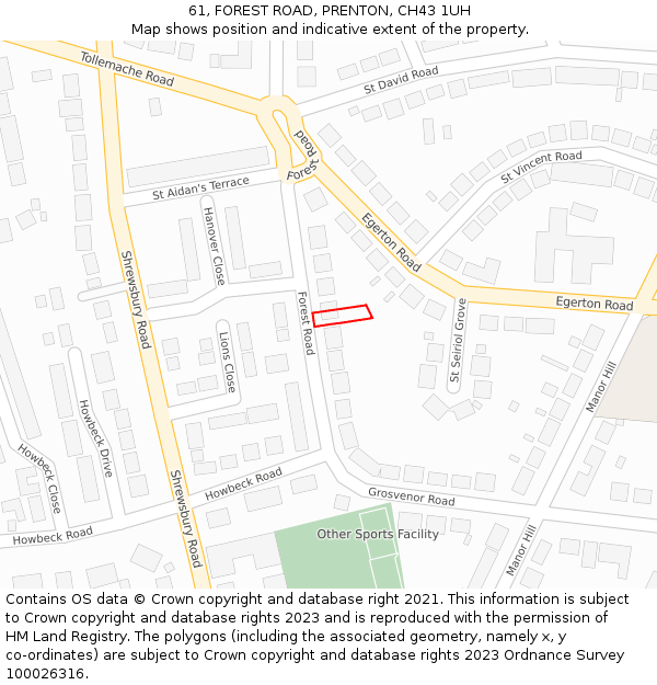 61, FOREST ROAD, PRENTON, CH43 1UH: Location map and indicative extent of plot
