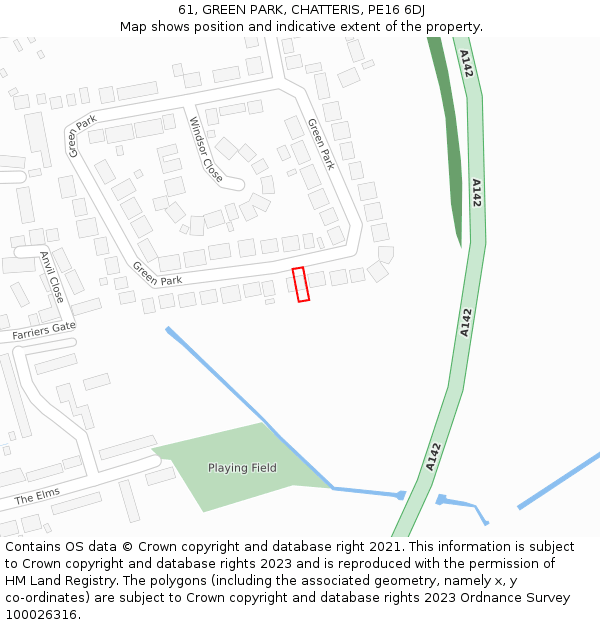 61, GREEN PARK, CHATTERIS, PE16 6DJ: Location map and indicative extent of plot