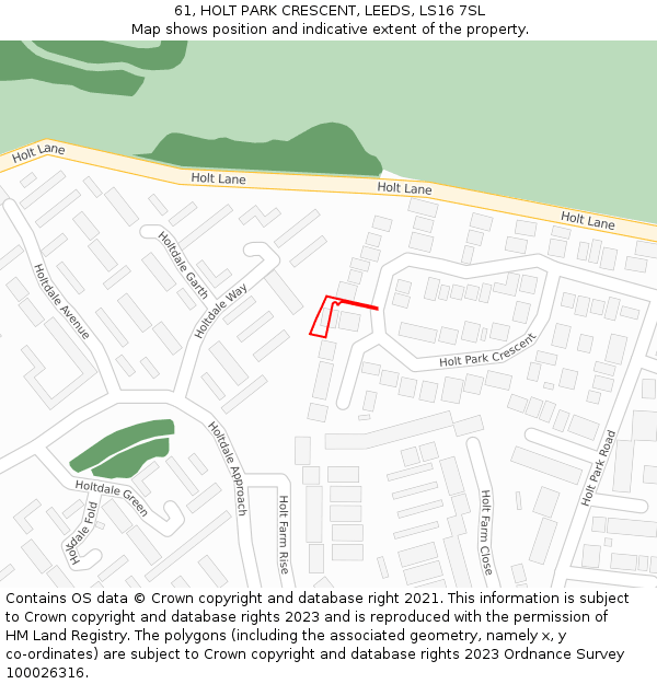 61, HOLT PARK CRESCENT, LEEDS, LS16 7SL: Location map and indicative extent of plot