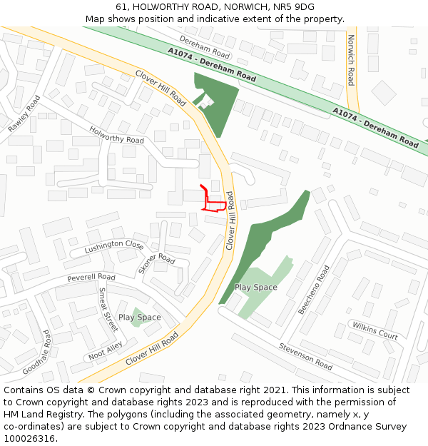 61, HOLWORTHY ROAD, NORWICH, NR5 9DG: Location map and indicative extent of plot