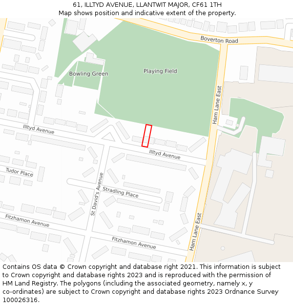 61, ILLTYD AVENUE, LLANTWIT MAJOR, CF61 1TH: Location map and indicative extent of plot