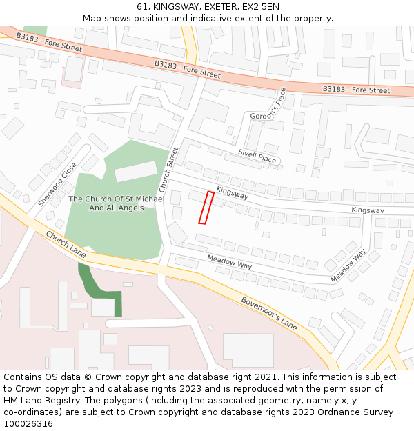 61, KINGSWAY, EXETER, EX2 5EN: Location map and indicative extent of plot