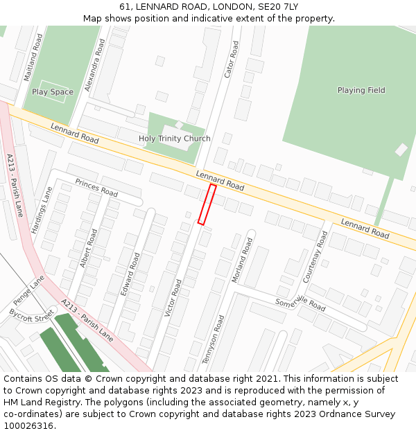 61, LENNARD ROAD, LONDON, SE20 7LY: Location map and indicative extent of plot